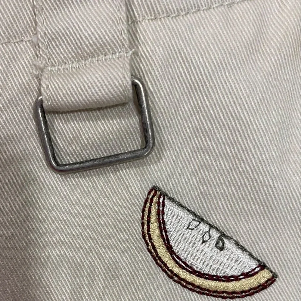 Christopher & Banks 90s Beige Cotton Embroidered Fruit A-Line Skirt Size 10 - Picture 6 of 6